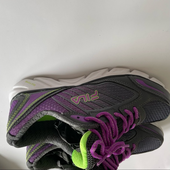 Fila Cool Max sneakers worn once size 8 gray, purple & lime green - Picture 3 of 8